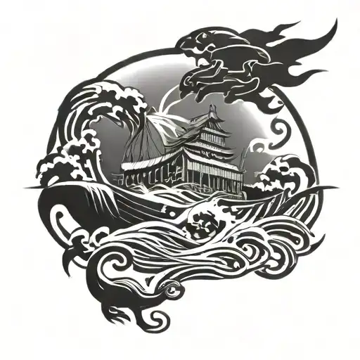 Noah's Ark and the Flood tattoo design idea