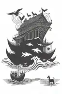Noah's Ark and the Flood tattoo design idea