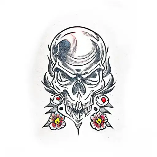 Skull lantern crow tattoo design idea