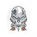 Skull lantern crow tattoo design idea