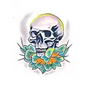 Skull lantern crow tattoo design idea