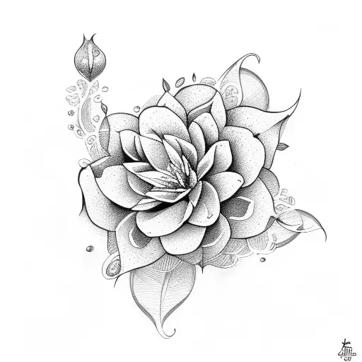 Dotwork Jasmine Flower Tattoo Idea