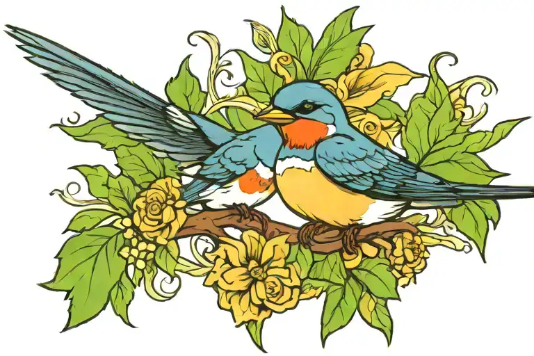 swallow birds tattoo design idea