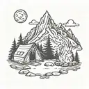 Camping mountains fire tattoo design idea