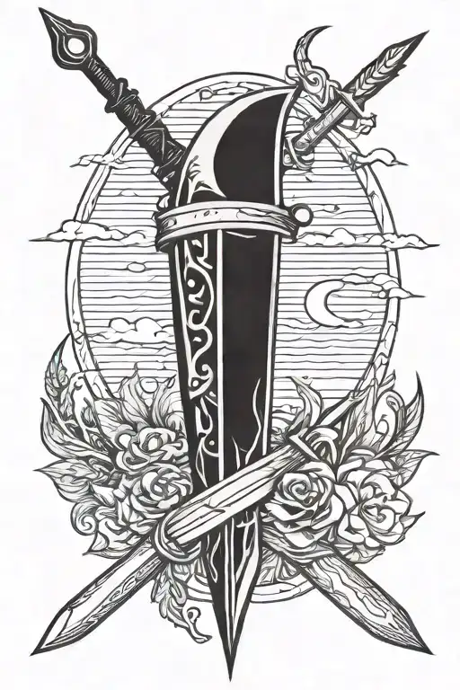 half harpoon tattoo design idea