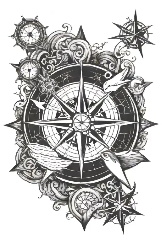 North Star nautical compass tattoo design idea