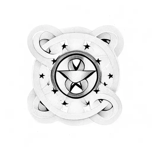 double infinity sign and stars and shades tattoo design idea