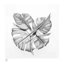 double infinity with monstera leaves and stars and shades tattoo design idea