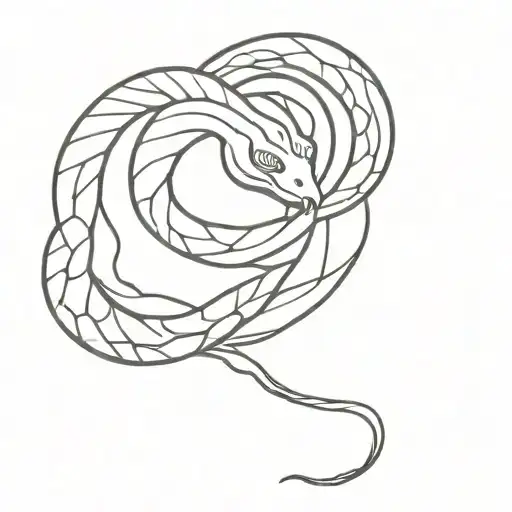 coiled up snake facing away tattoo design idea