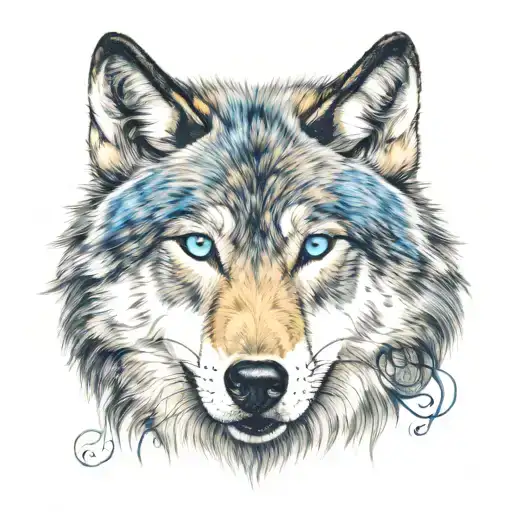 Wolf blue eyes tattoo design idea