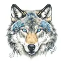 Wolf blue eyes tattoo design idea