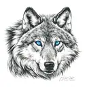 Wolf blue eyes tattoo design idea