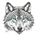 Wolf blue eyes tattoo design idea
