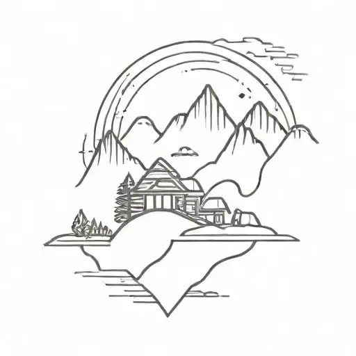 Noahs Ark on mountain peak tattoo design idea