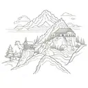 Noahs Ark on mountain peak tattoo design idea