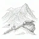 Noahs Ark on mountain peak tattoo design idea