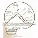 Noahs Ark without Animals with waves tattoo design idea