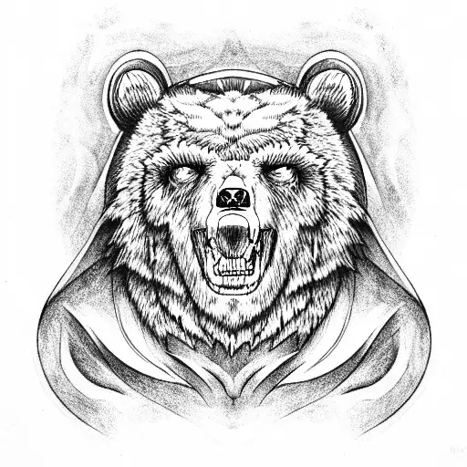 evil bear tattoo design idea
