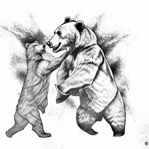 bear fight thor tattoo design idea