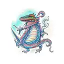 a chameleon a dragon and a bear tattoo design idea