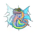 a chameleon a dragon and a bear tattoo design idea