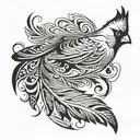 Cardinal feather tattoo design idea