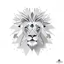 lion geometric with features alround leg tattoo design idea