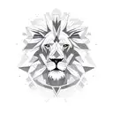 lion geometric with features alround leg tattoo design idea