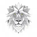 lion geometric with features alround leg tattoo design idea