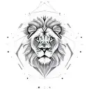 lion geometric with features alround leg tattoo design idea