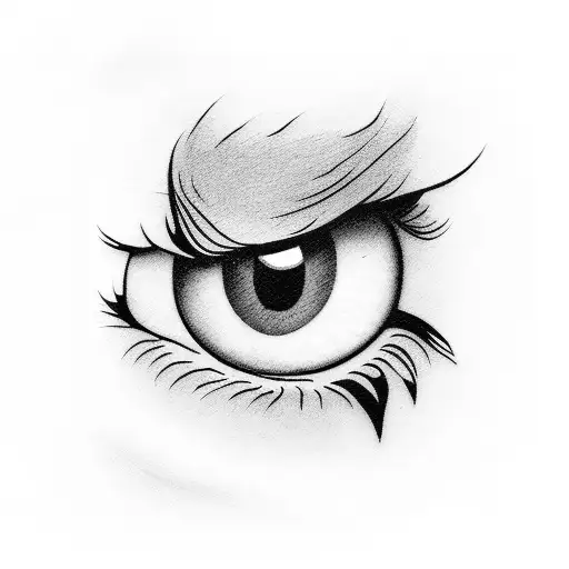 eyes with red accents in a frame tattoo design idea
