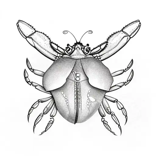 crab rips butterfly in half  tattoo design idea