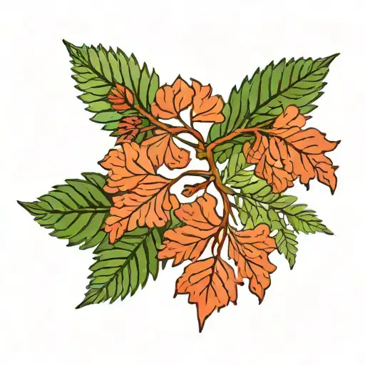 western red cedar branch, ginko, fern leaf tattoo design idea
