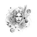 Ella name space theme with nautical element sleeve  tattoo design idea