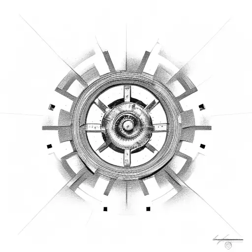 gears with mathematics tattoo design idea