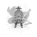 a samurai chopping an electric guitar tattoo design idea
