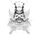 a samurai chopping an electric guitar tattoo design idea