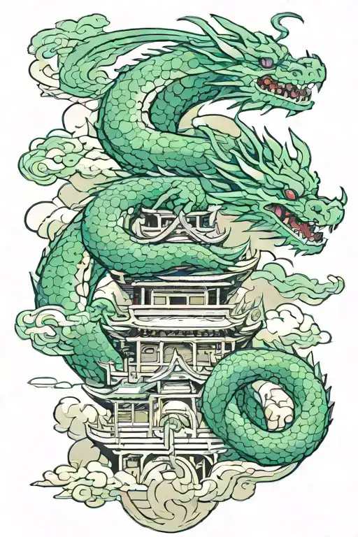 tattoo a green andry dragon on the temple and the boy is the owner of the dragon  tattoo design idea