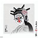 geisha in a kimono with an oni mask half off tattoo design idea