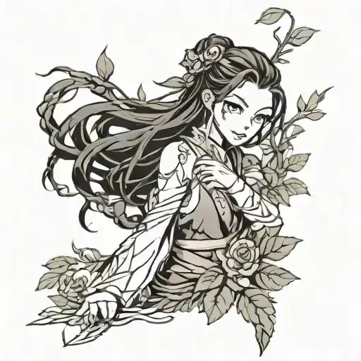 nezuko vines around arm tattoo design idea