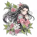 nezuko vines around arm tattoo design idea
