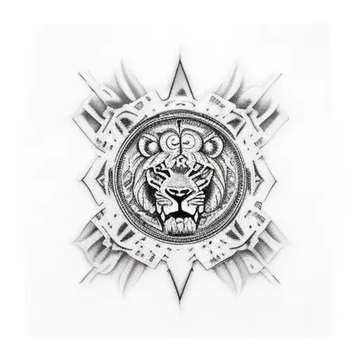 un leon cayendo 1 y 0 a lo matrix tattoo design idea