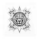 un leon cayendo 1 y 0 a lo matrix tattoo design idea