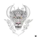 un leon cayendo 1 y 0 a lo matrix tattoo design idea