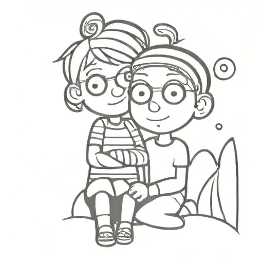 charlie and lola cartoon character tattoo design idea