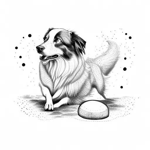 border collie catching frisbee  tattoo design idea