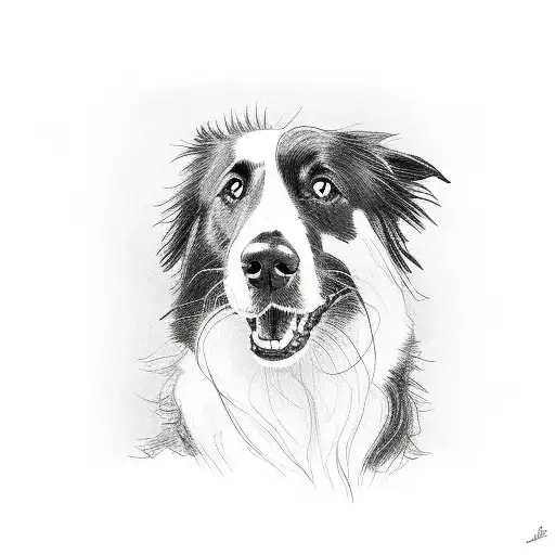 border collie giving paw to human  tattoo design idea