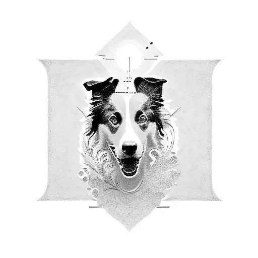 border collie giving paw to human  tattoo design idea