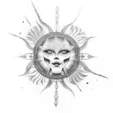 forearm, fine lines, representing life with Sun and water tattoo design idea