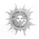 forearm, fine lines, representing life with Sun and water tattoo design idea